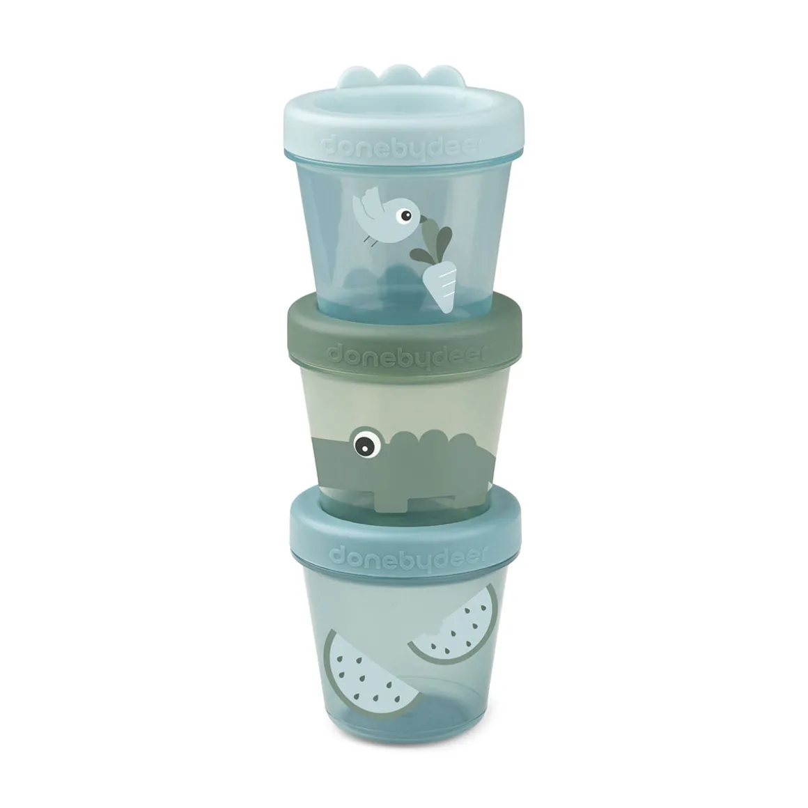 Baby food container 3-pack - Croco - Green