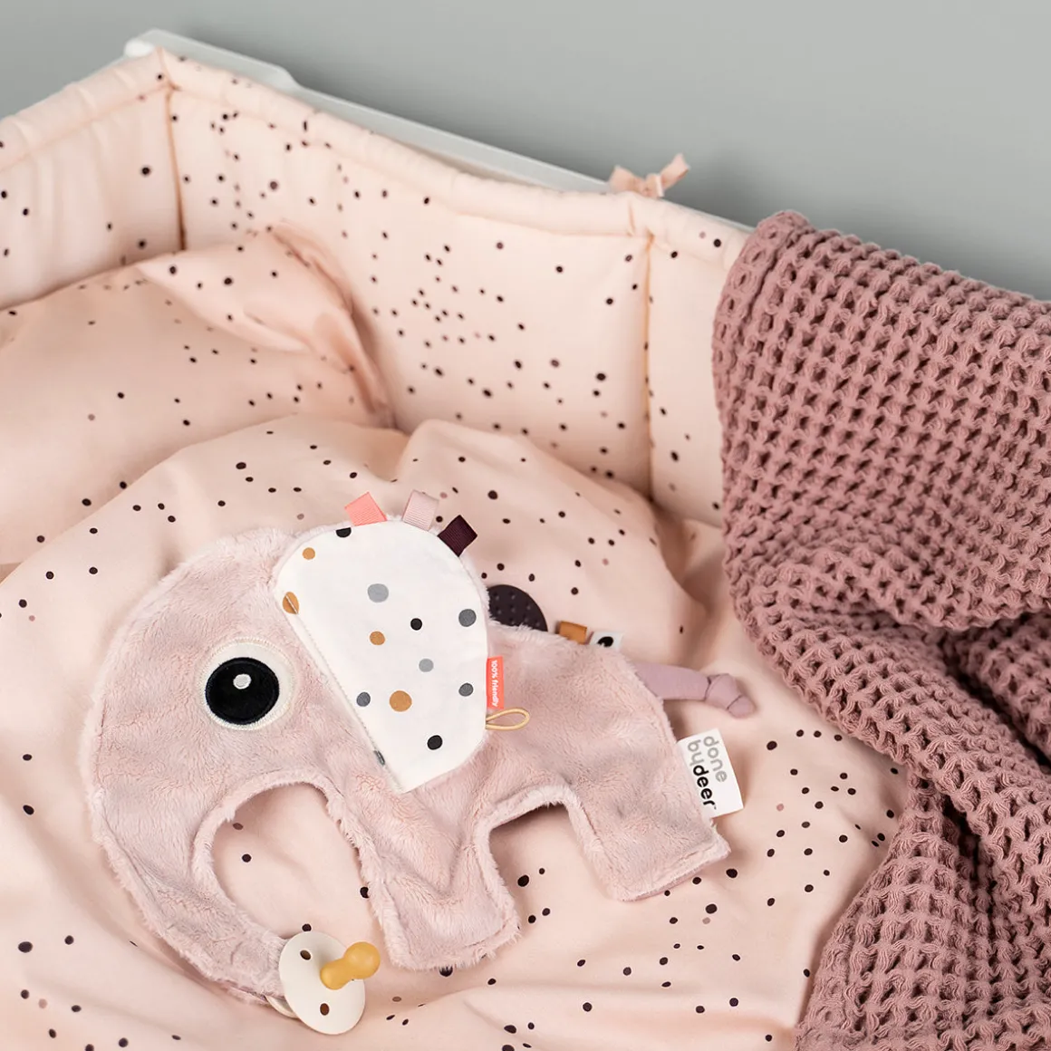 Bed bumper with strings 360 cm - Dreamy dots - Powder