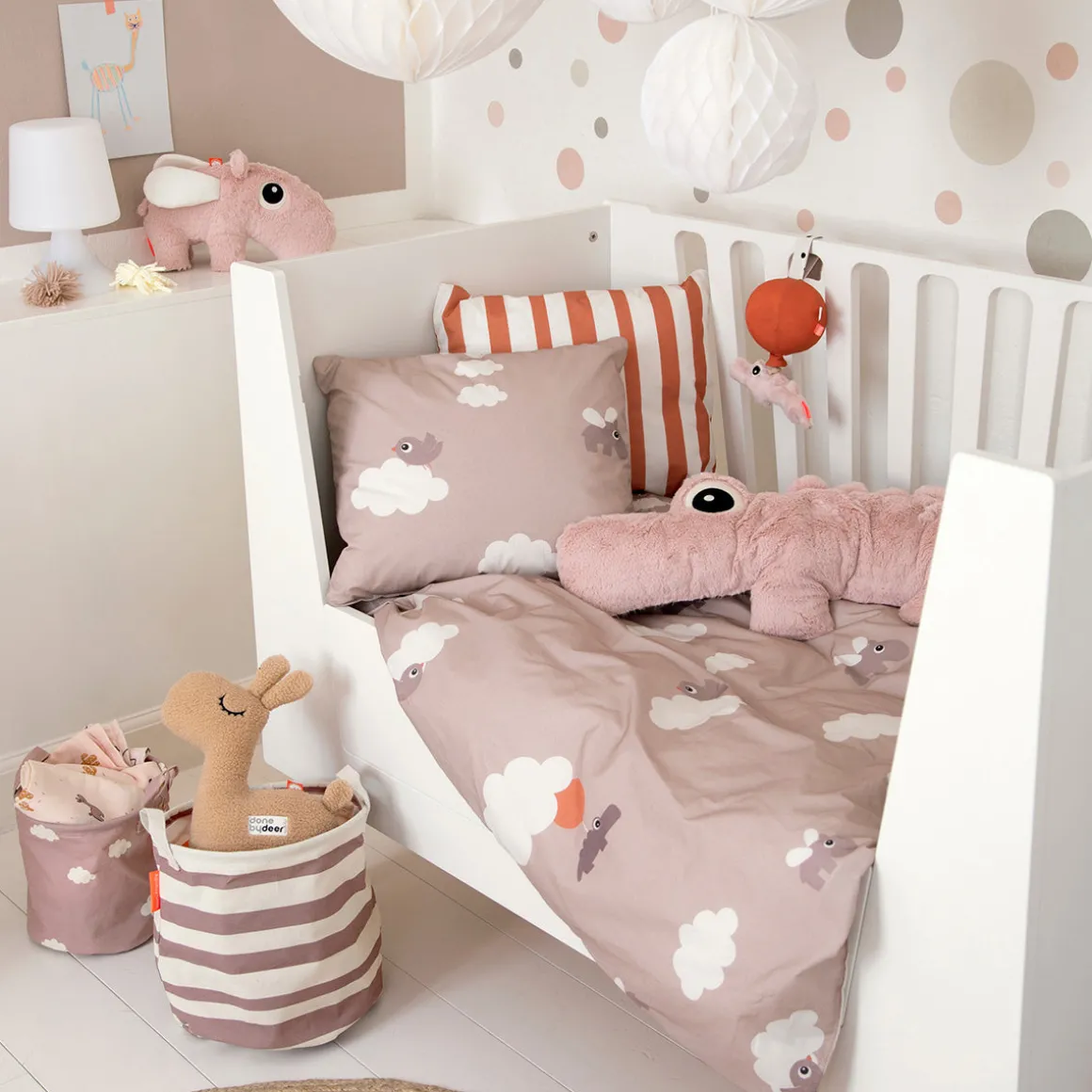 Bedlinen baby - Happy clouds - Powder