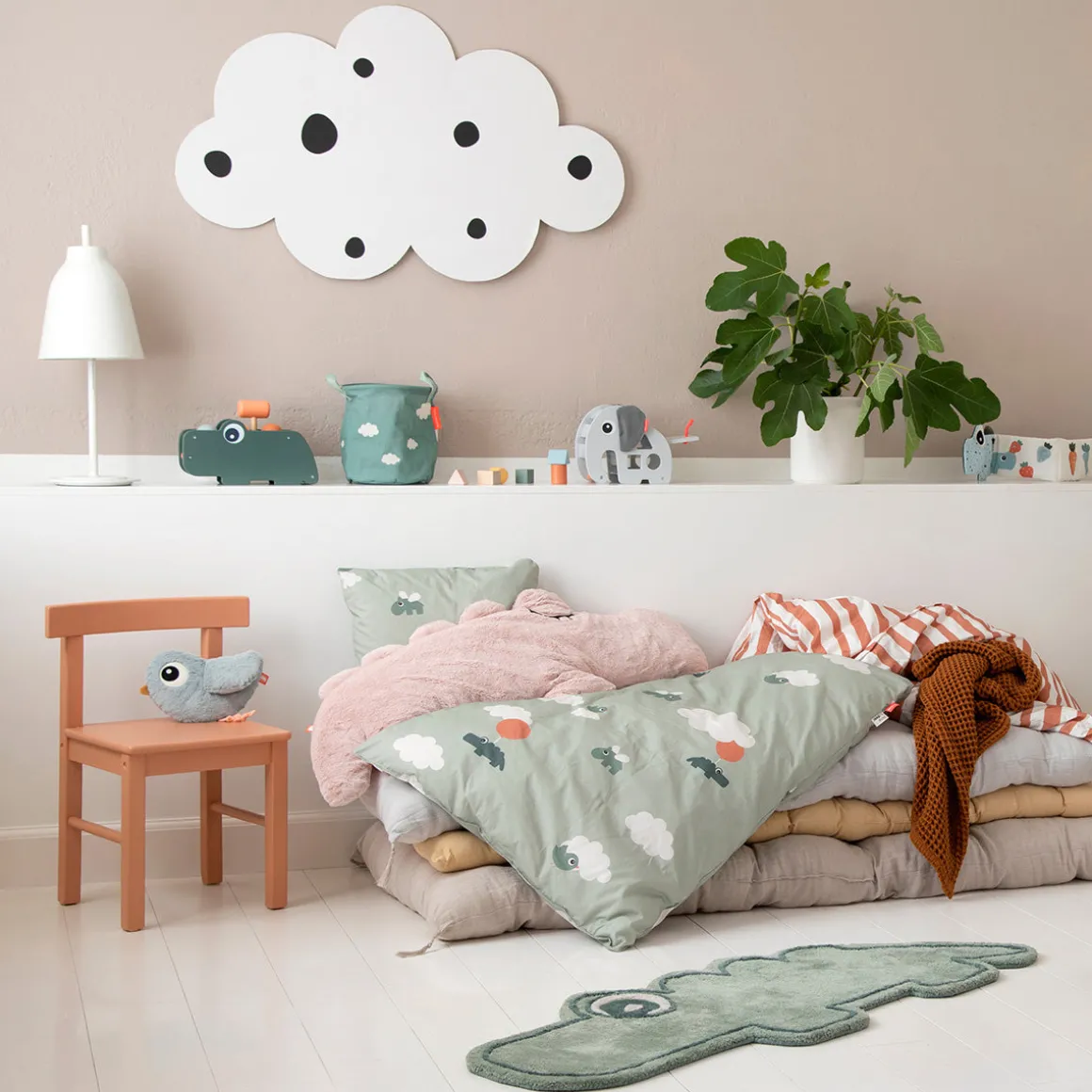 Bedlinen baby - Happy clouds - Green