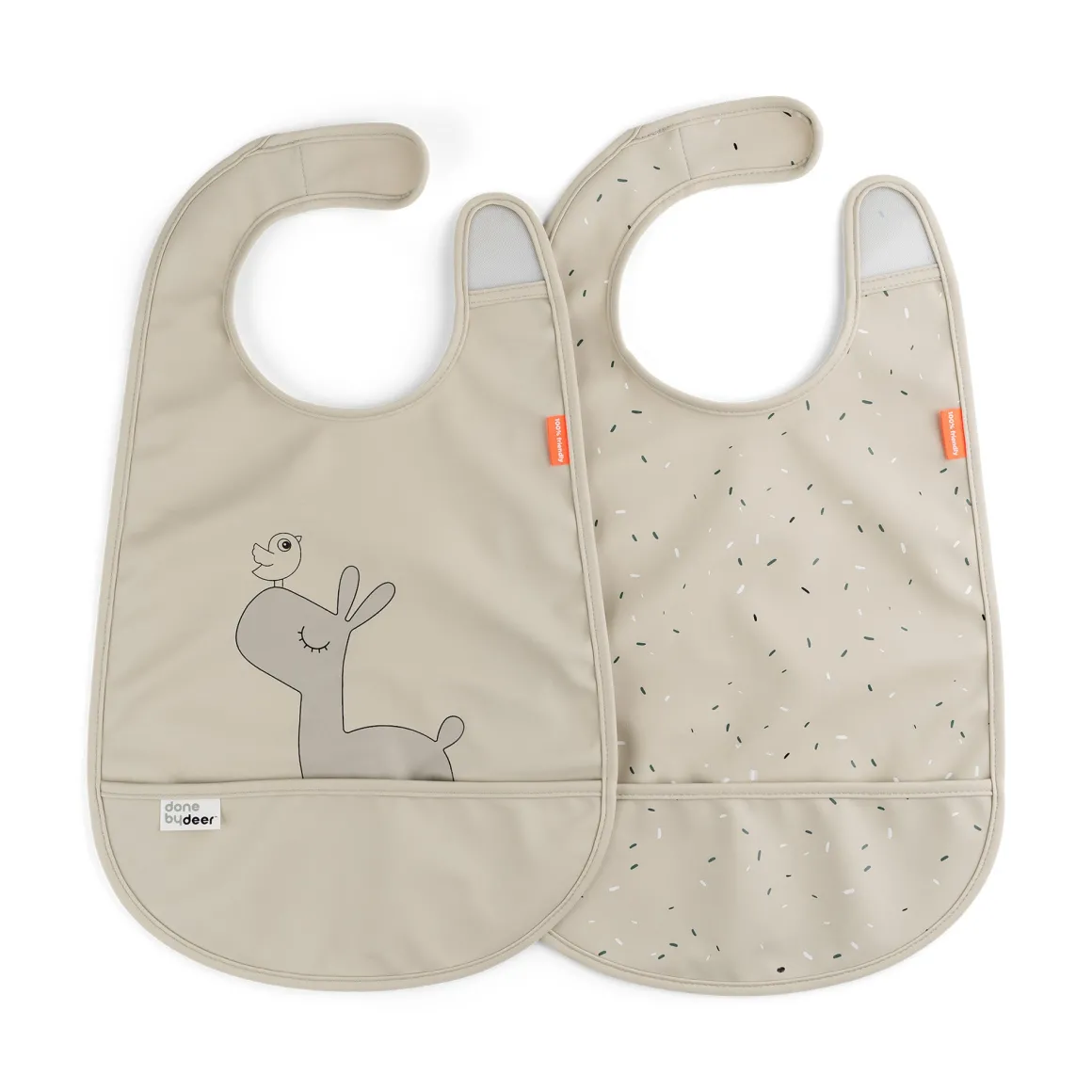 Bib with velcro 2-pack - Lalee - Sand