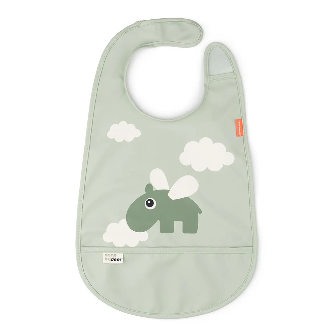 Bib w/velcro - Happy clouds - Green