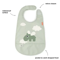 Bib w/velcro - Happy clouds - Green