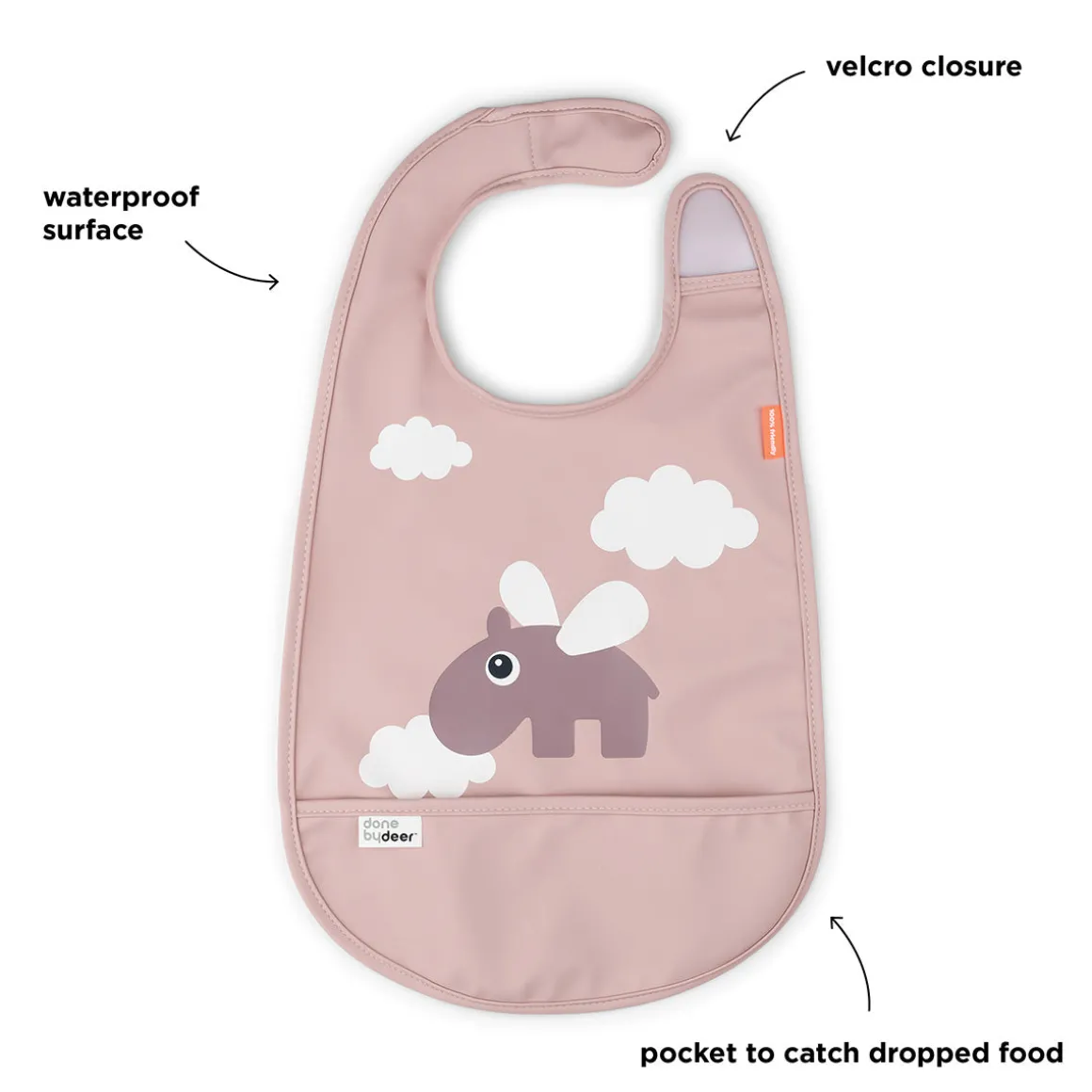 Bib w/velcro - Happy clouds - Powder