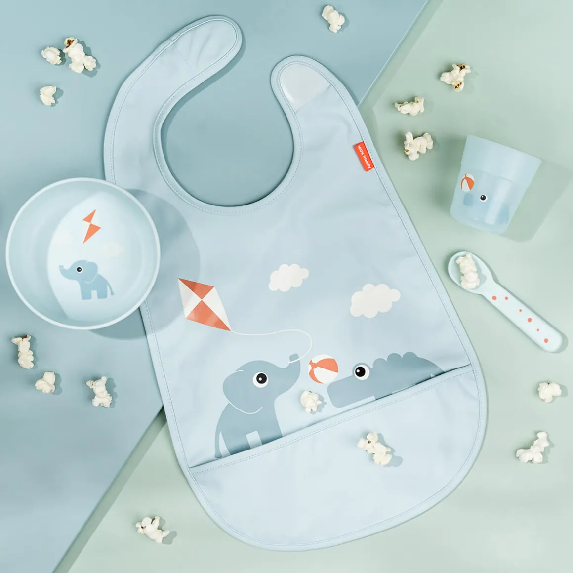 Bib w/velcro - Playground - Blue