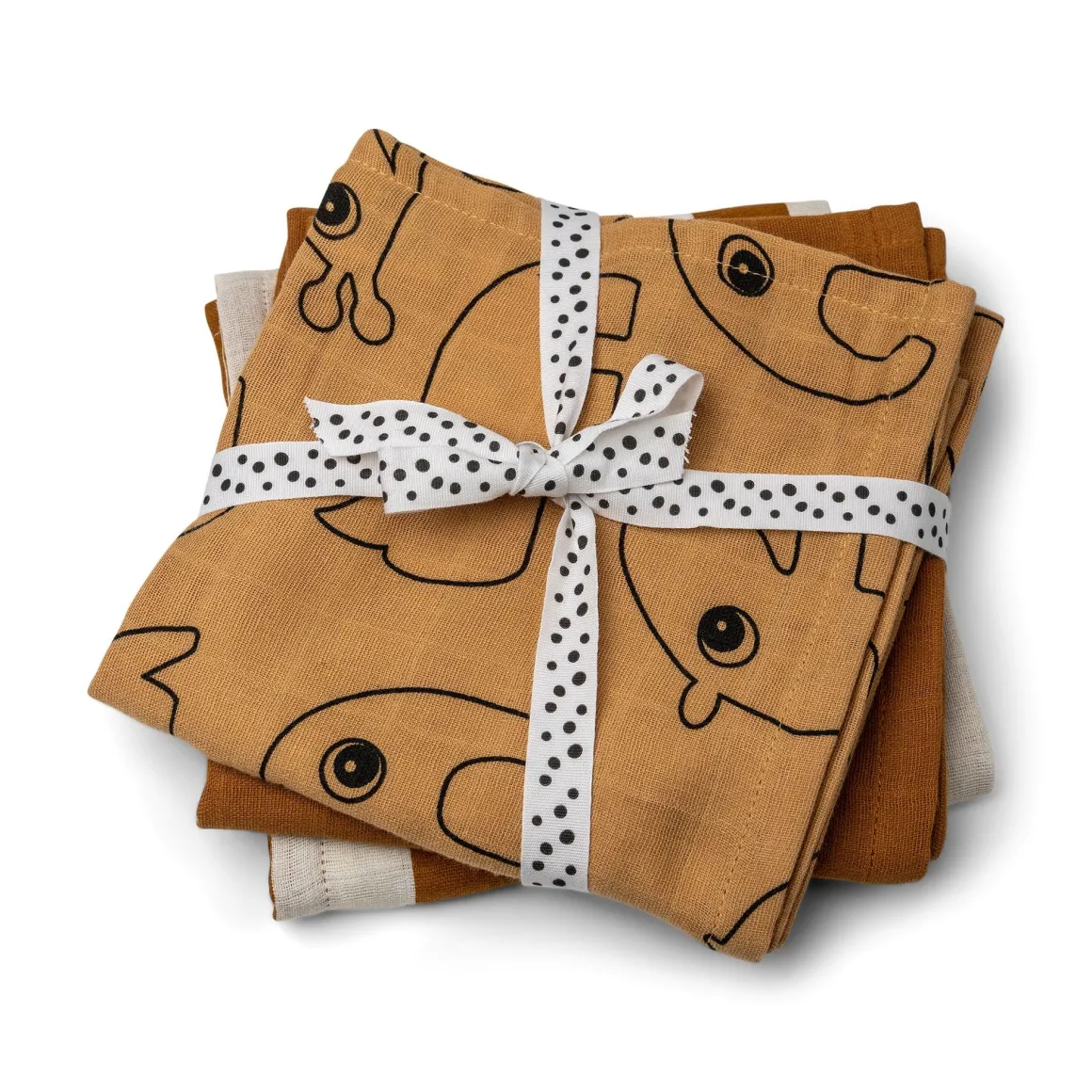 Burp cloth 3-pack - Deer friends - Mustard