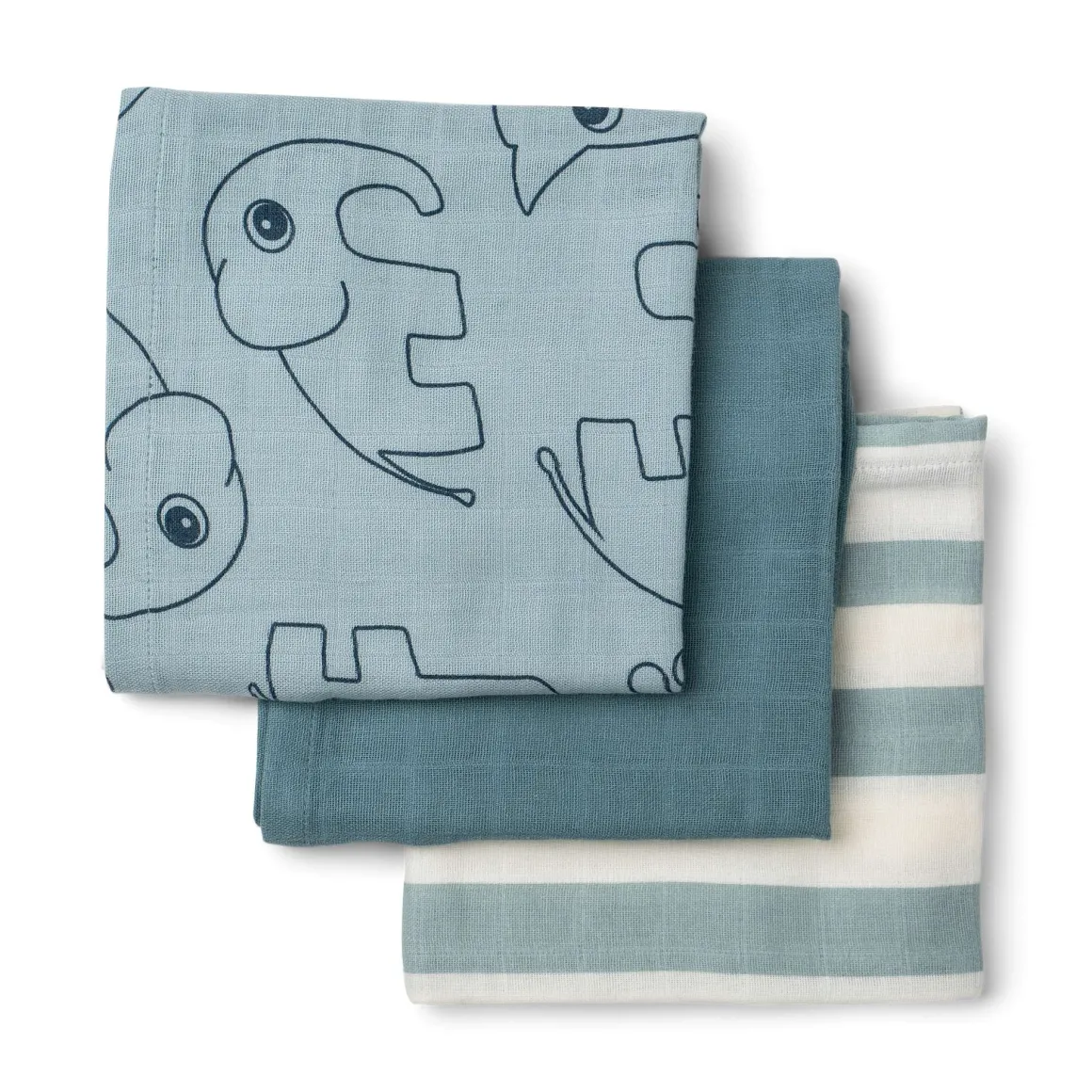 Burp cloth 3-pack - Deer friends - Blue