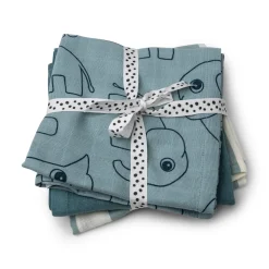 Burp cloth 3-pack - Deer friends - Blue