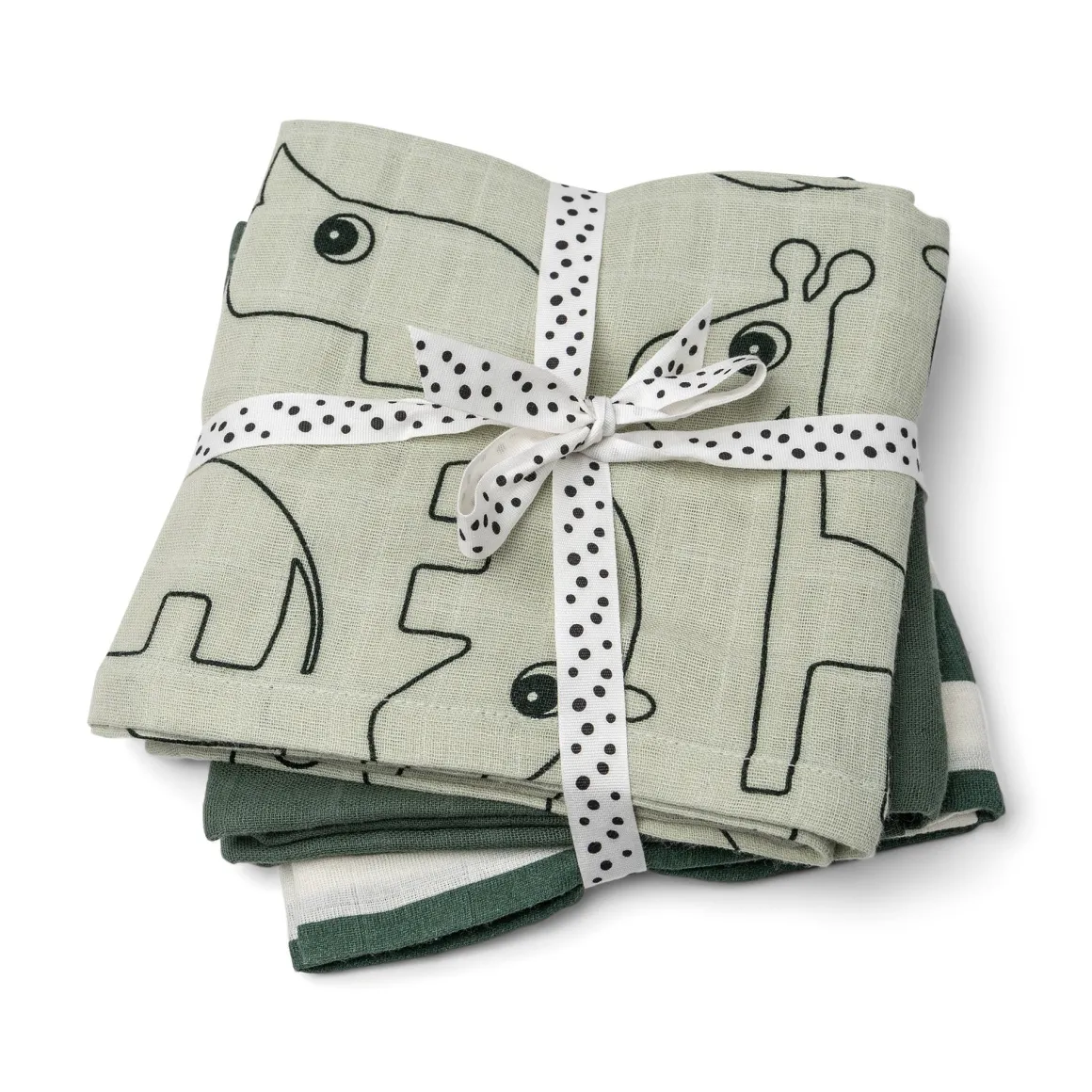 Burp cloth 3-pack - Deer friends - Green