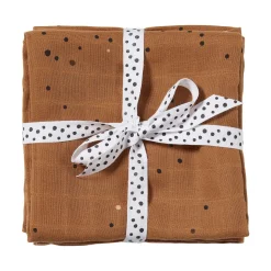 Burp cloth 2-pack - Dreamy dots - Mustard