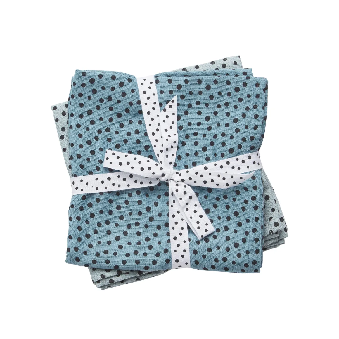 Burp cloth 2-pack - Happy dots - Blue