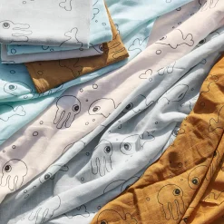 Burp cloth 2-pack - Sea friends - Mustard