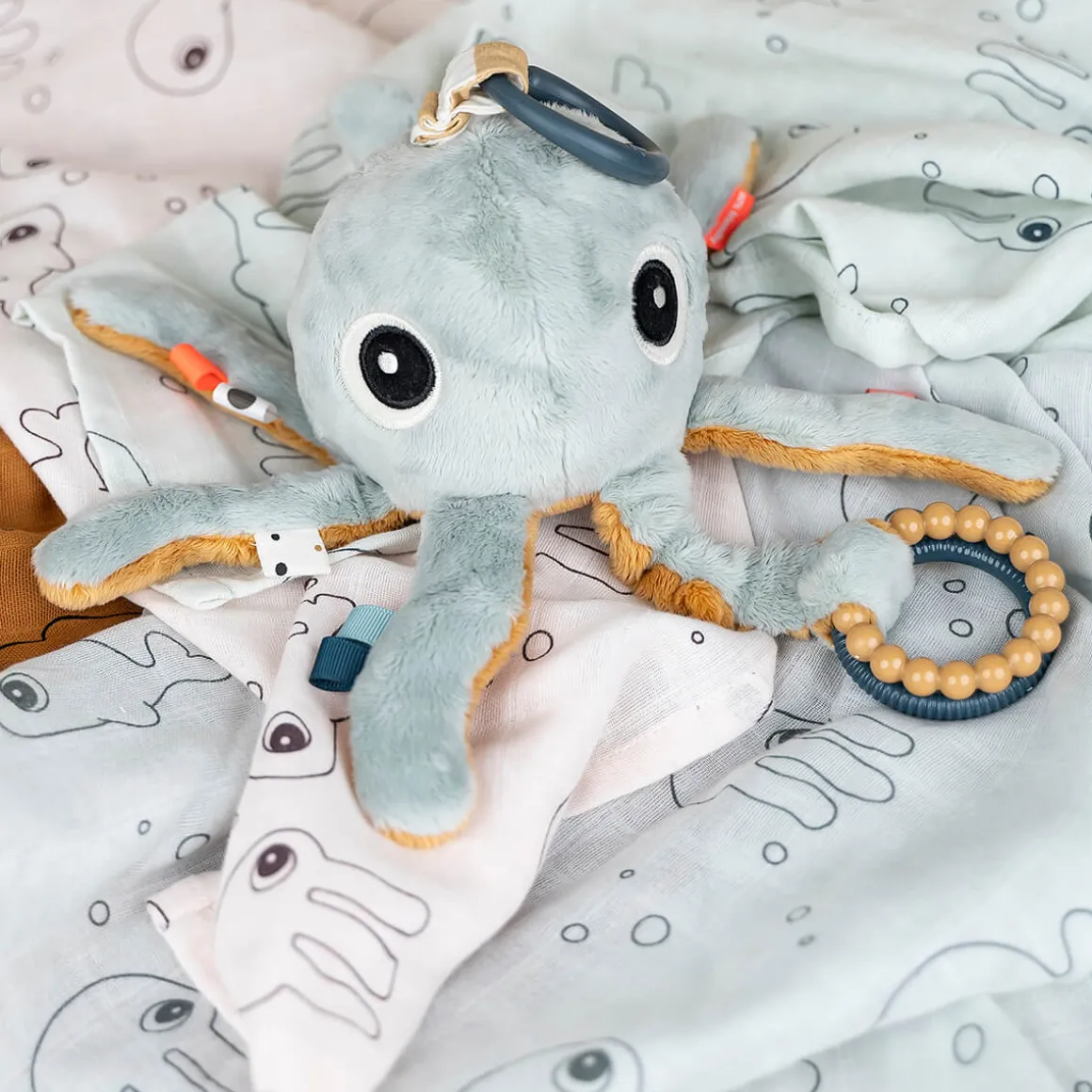 Burp cloth 2-pack - Sea friends - Mustard