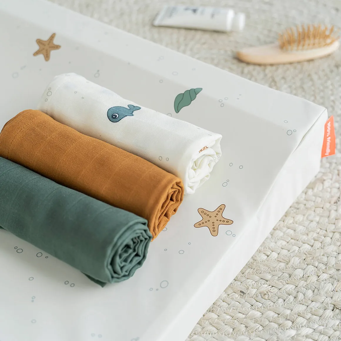 Burp cloth 3-pack - Sea friends - Colour mix