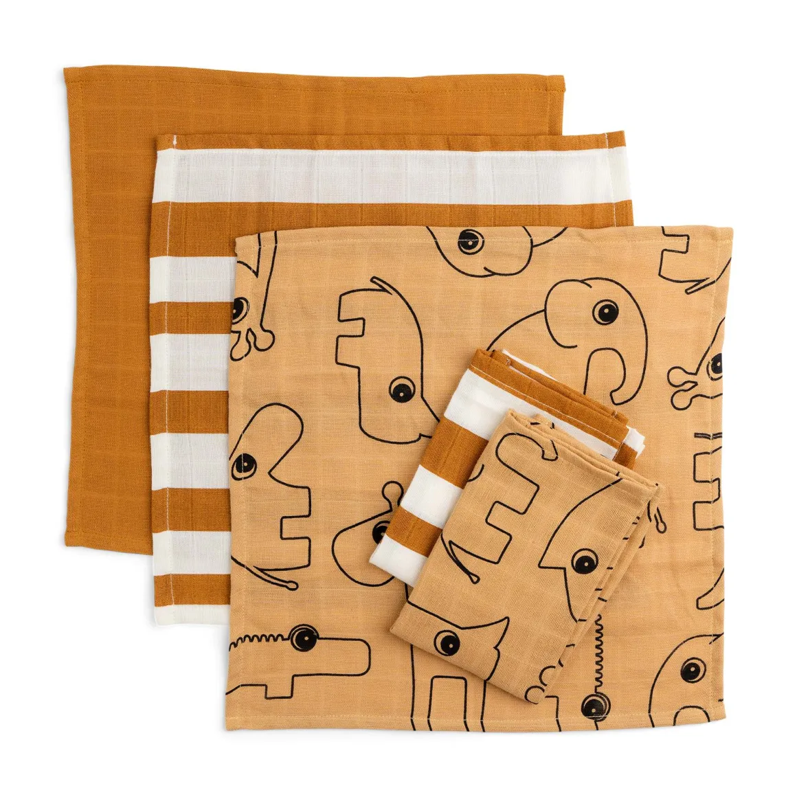 Cloth wipes 5-pack - Deer friends - Mustard