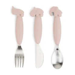 Easy-grip cutlery set - Deer friends - Powder
