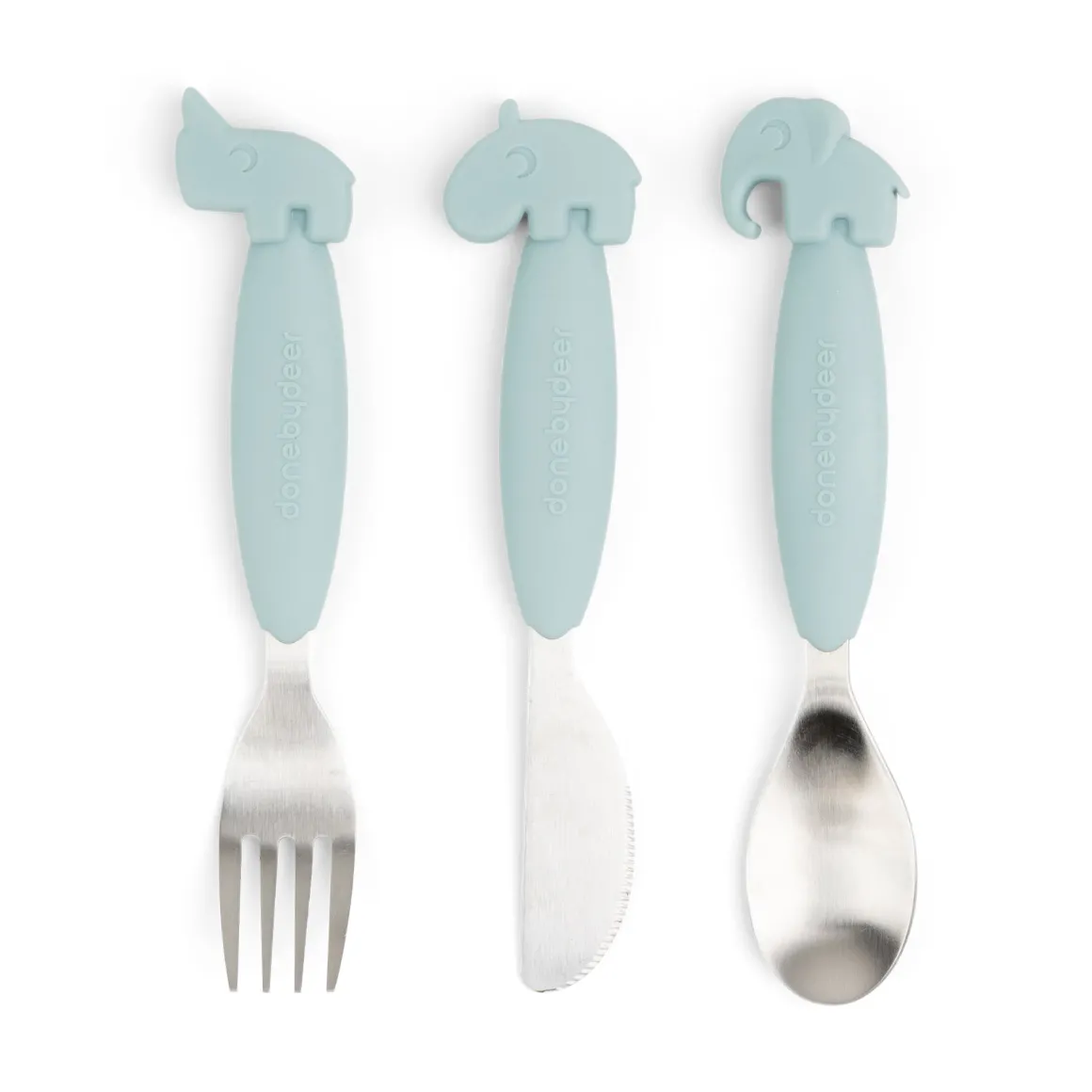 Easy-grip cutlery set - Deer friends - Blue