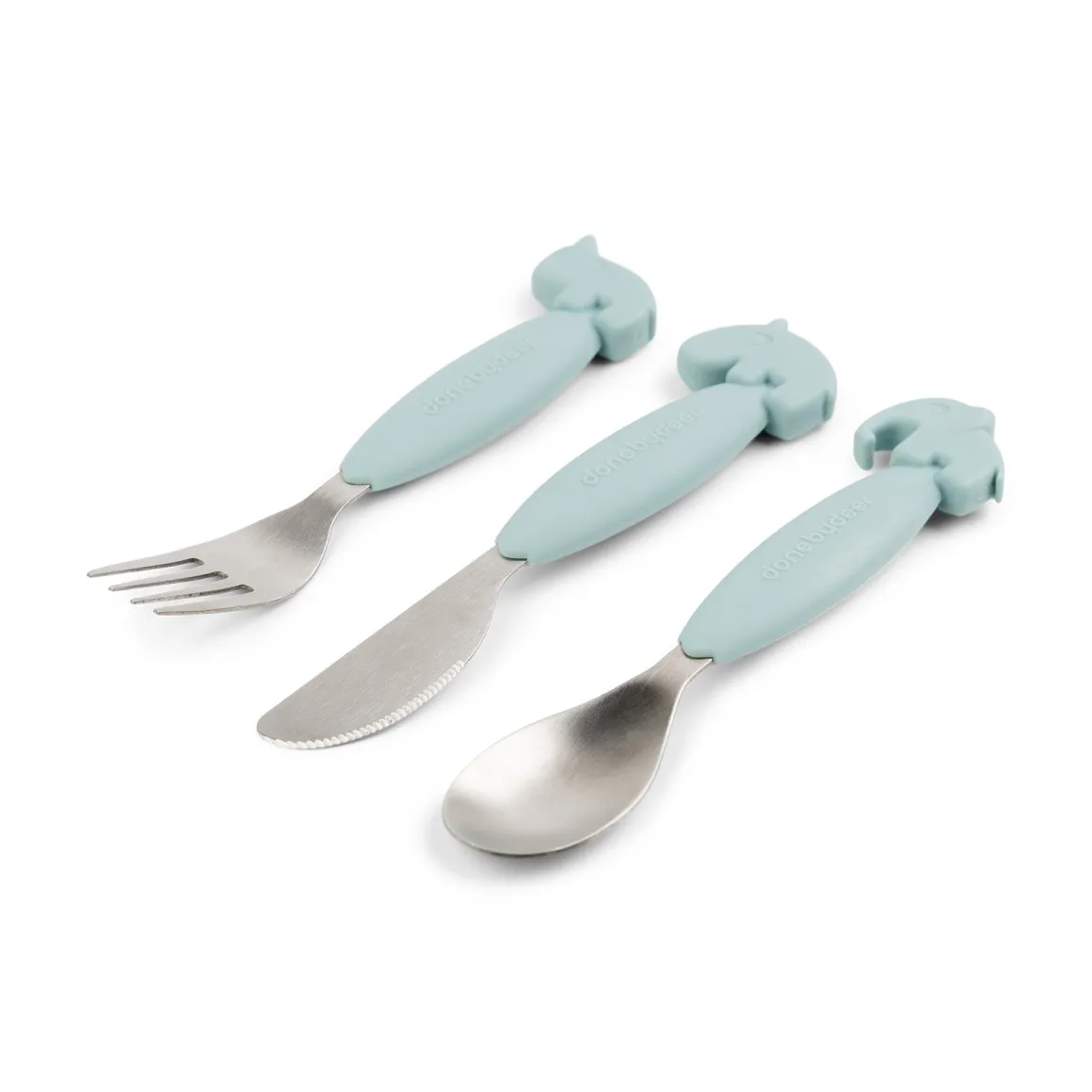 Easy-grip cutlery set - Deer friends - Blue