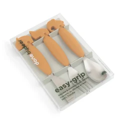 Easy-grip cutlery set - Deer friends - Mustard
