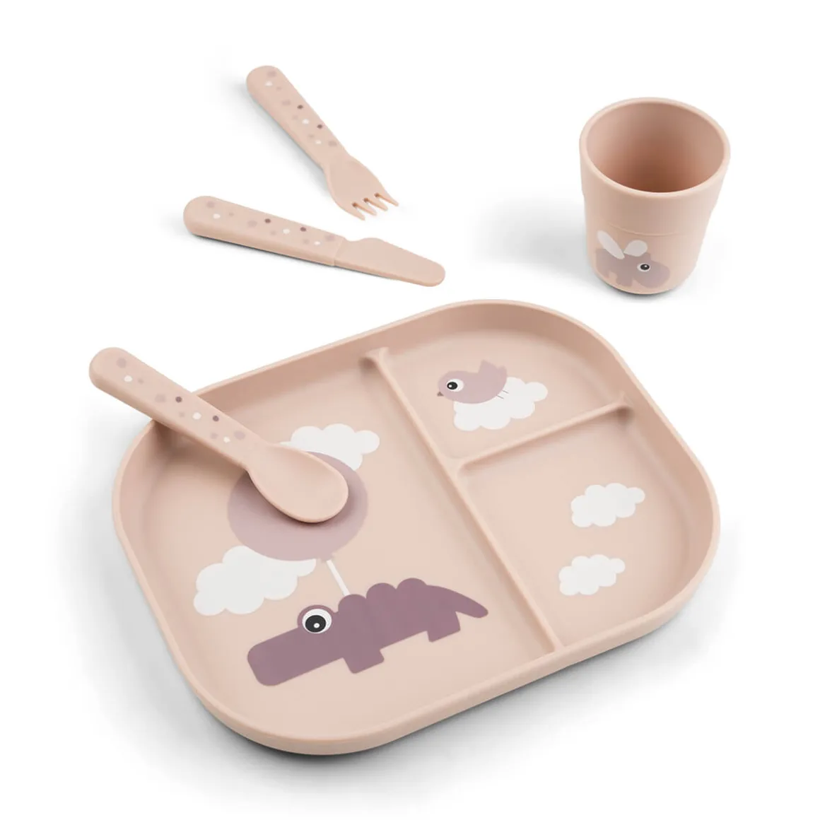 Foodie compartment plate set - Happy clouds - Powder
