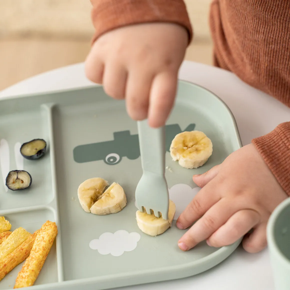 Foodie cutlery set - Happy dots - Green