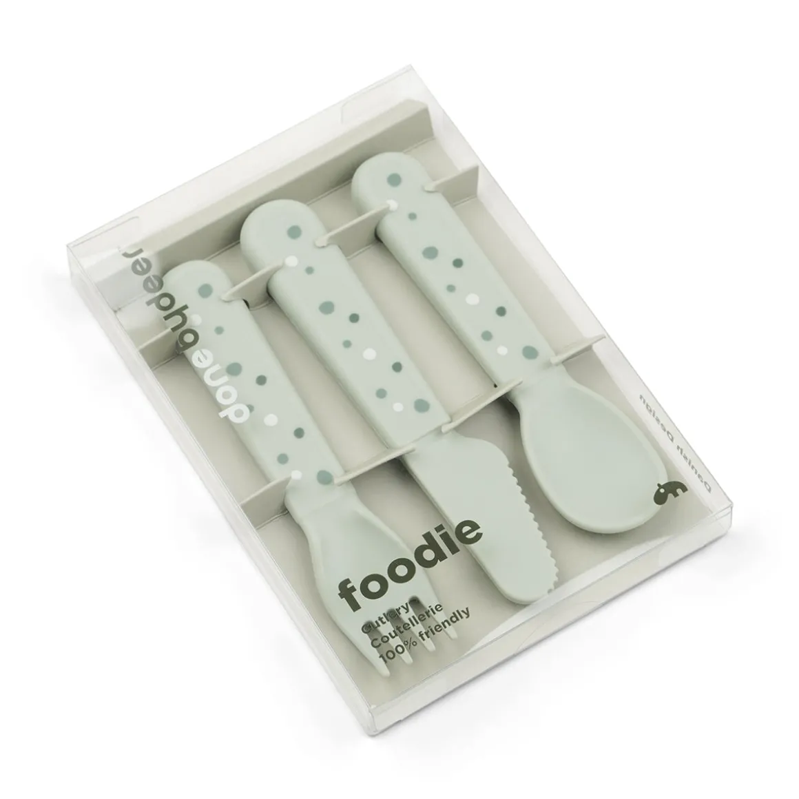Foodie cutlery set - Happy dots - Green