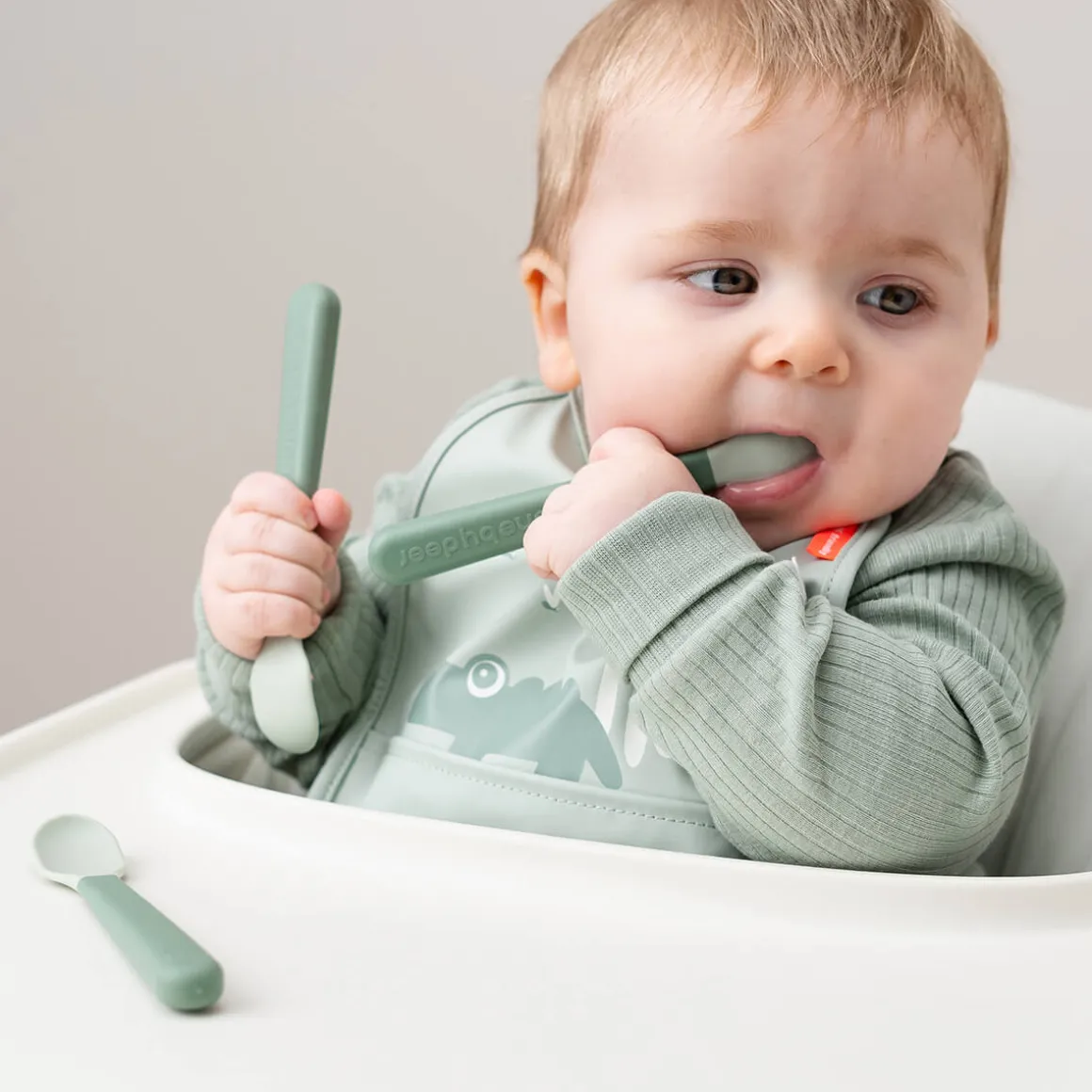 Foodie easy-grip baby spoon 3-pack - Green