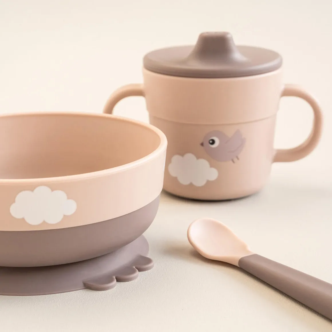 Foodie first meal set w/suction - Happy clouds - Powder