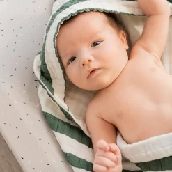 Hooded towel - Stripes - Green