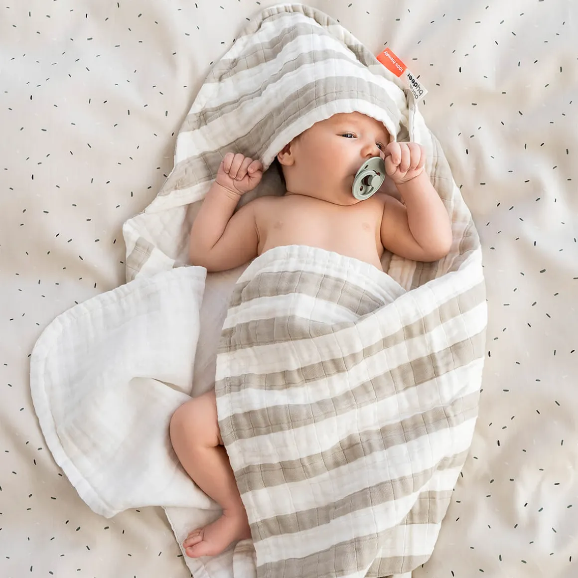 Hooded towel - Stripes - Powder