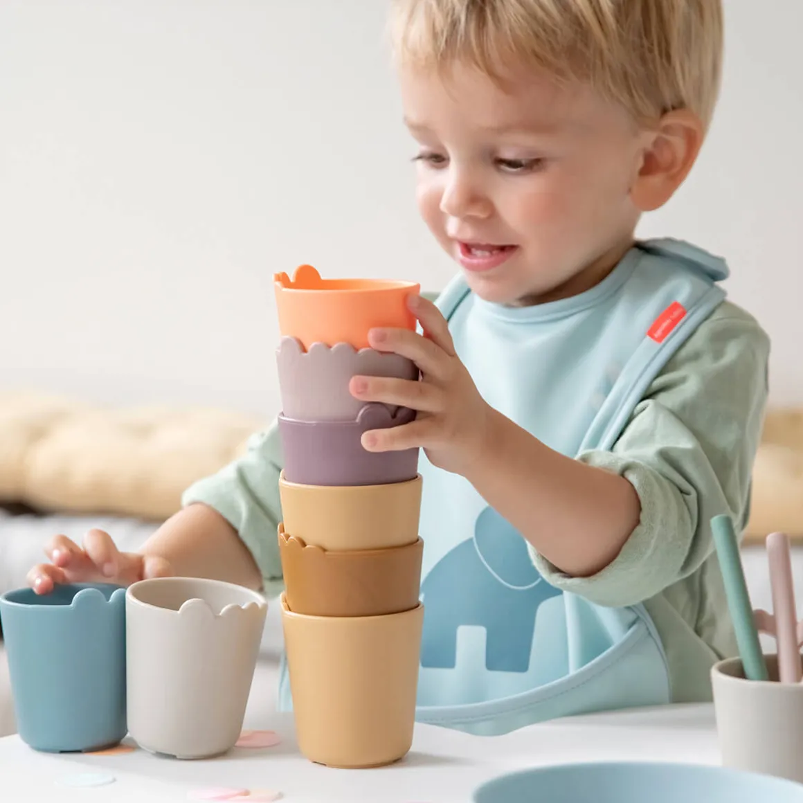 Kiddish mini mug 2-pack - Croco - Sand/Coral