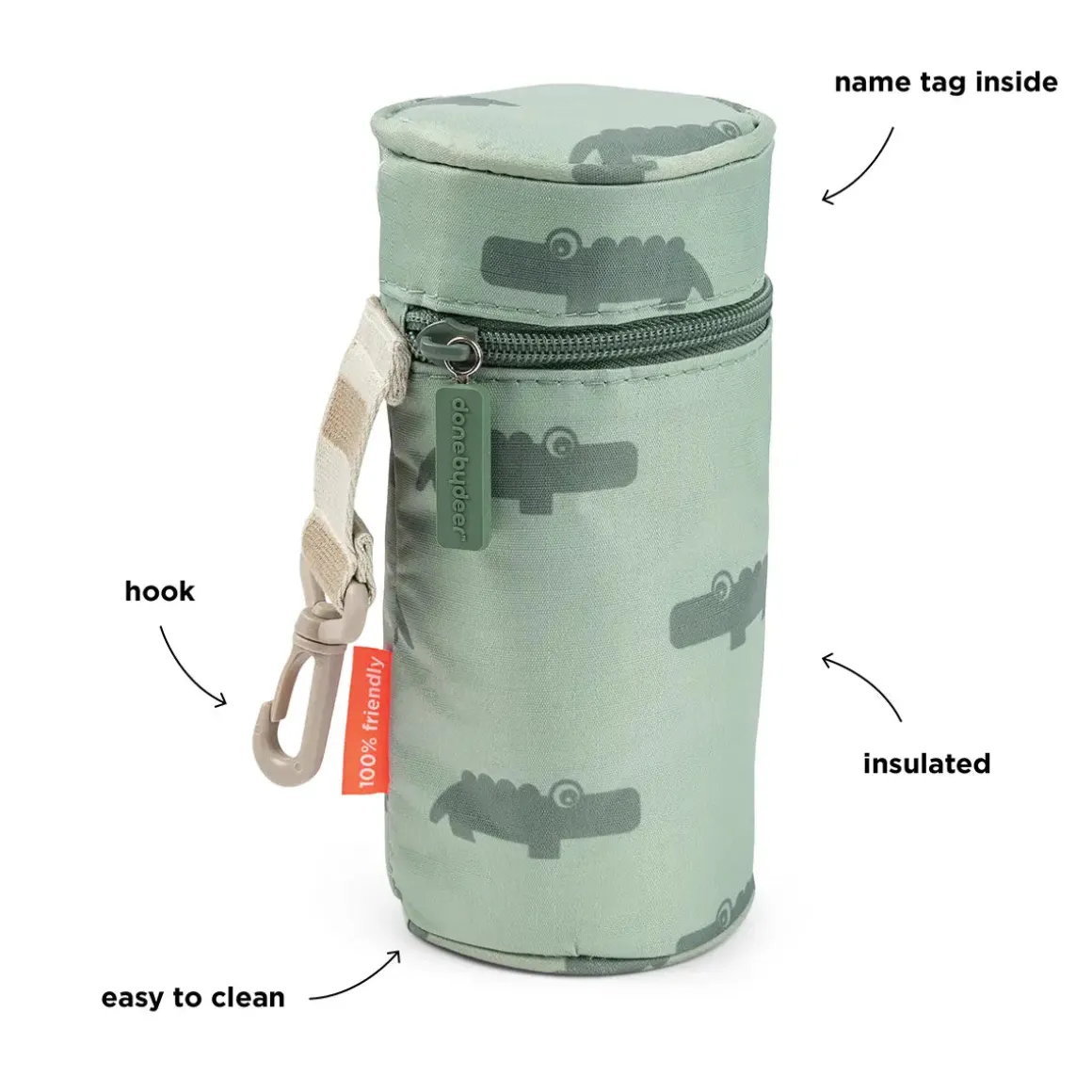 Kids insulated bottle holder - Croco - Green