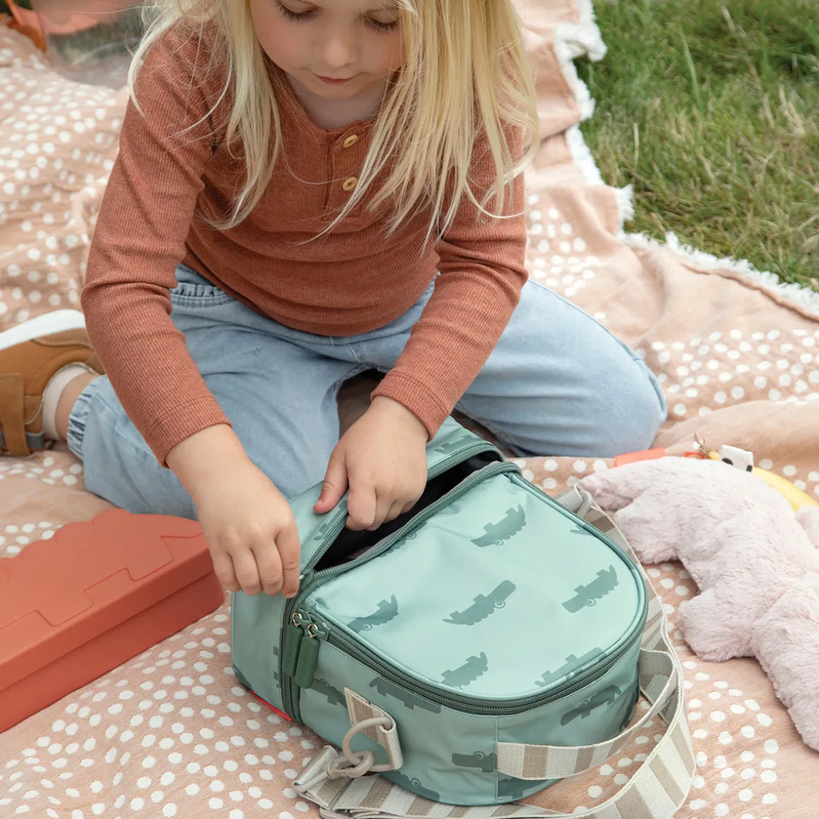 Kids insulated lunch bag - Croco - Green