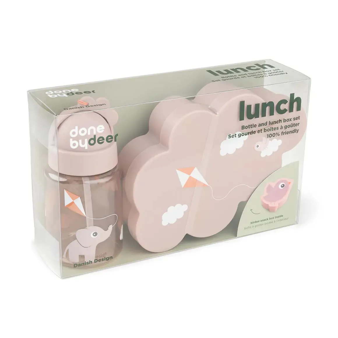 Lunch & snack box w/straw bottle - Playground - Powder