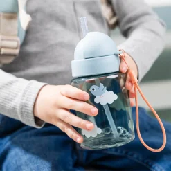 Lunch & snack box w/straw bottle - Playground - Blue