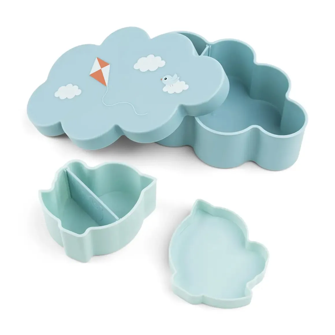 Lunch & snack box w/straw bottle - Playground - Blue