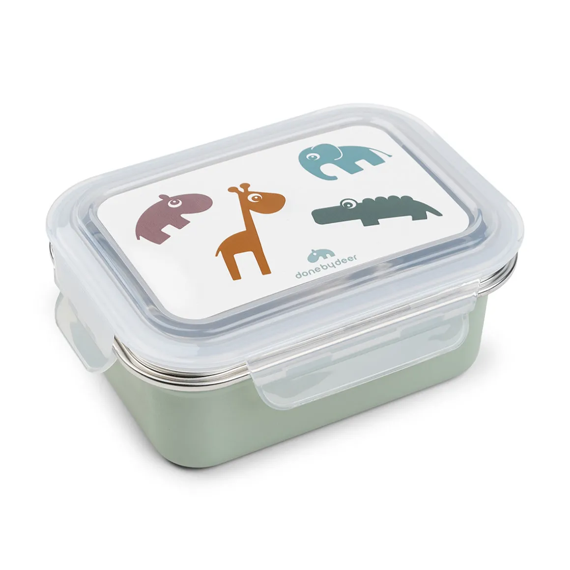 Metal lunch box - Deer friends - Green