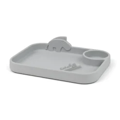 Peekaboo compartment plate - Deer friends - Grey