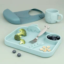 Peekaboo compartment plate - Deer friends - Blue