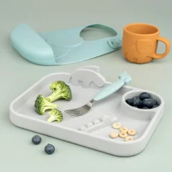 Peekaboo compartment plate - Deer friends - Grey