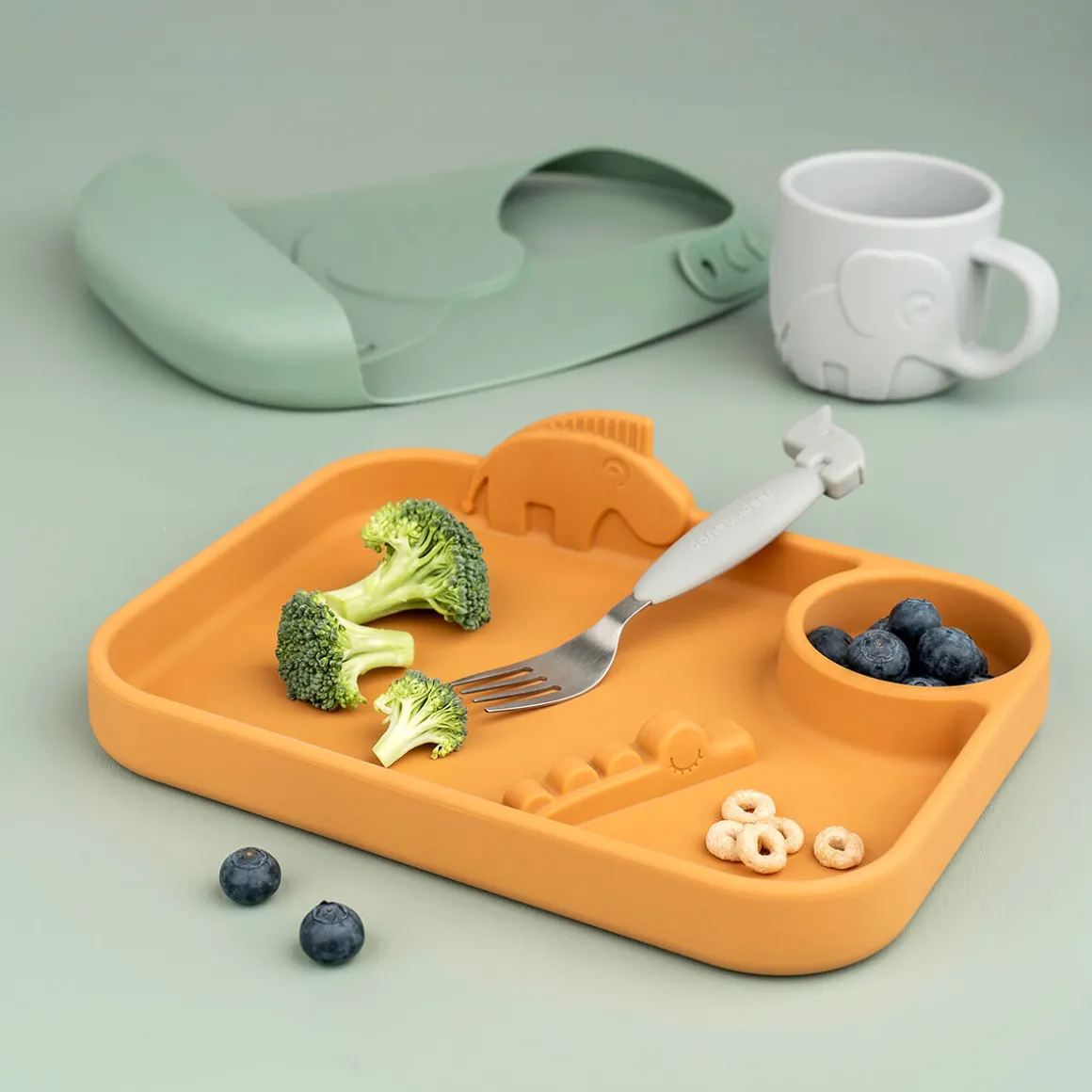 Peekaboo compartment plate - Deer friends - Mustard