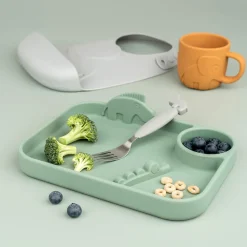 Peekaboo compartment plate - Deer friends - Green