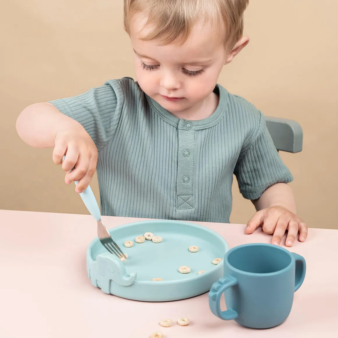 Peekaboo dinner set - Deer friends - Blue