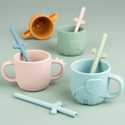 Peekaboo silicone straw 5-pack - Blue mix