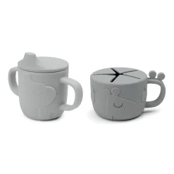 Peekaboo spout/snack cup set - Deer friends - Grey