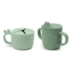 Peekaboo spout/snack cup set - Deer friends - Green