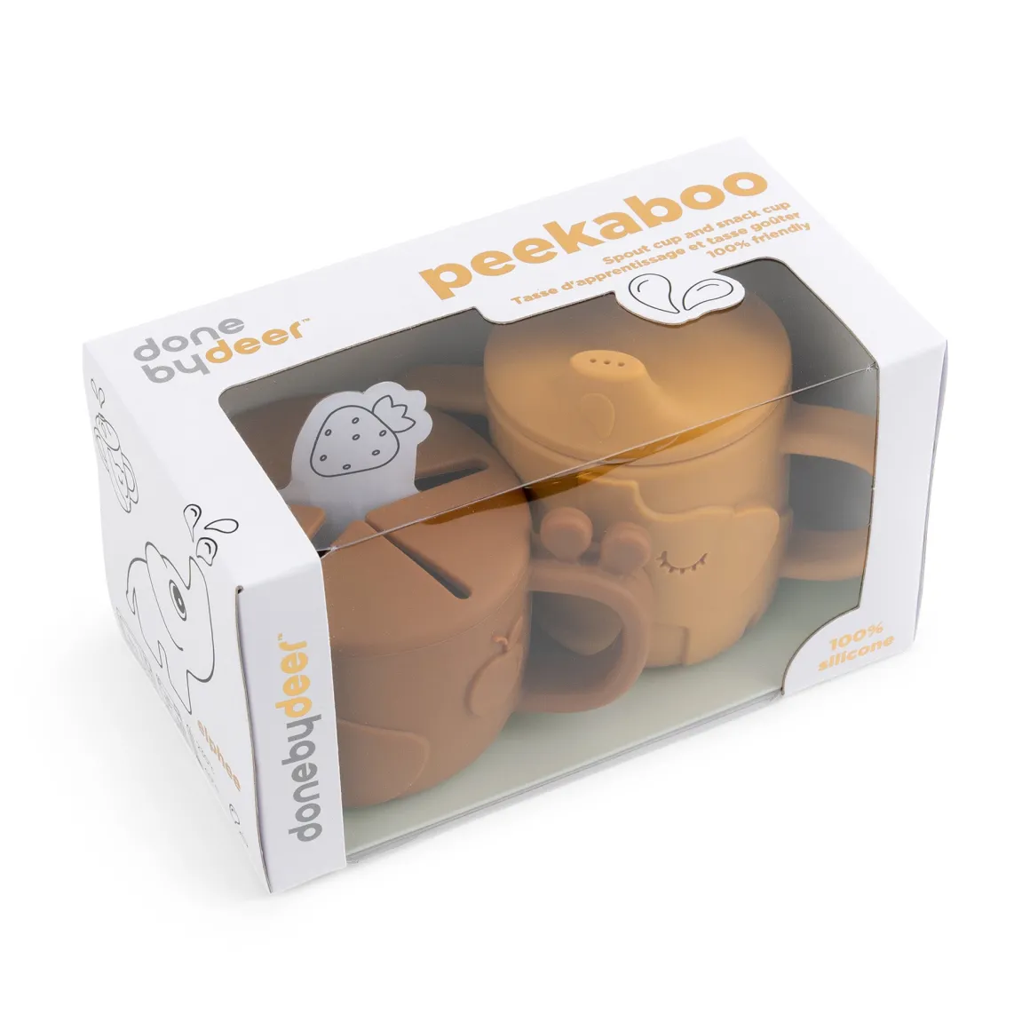Peekaboo spout/snack cup set - Deer friends - Mustard