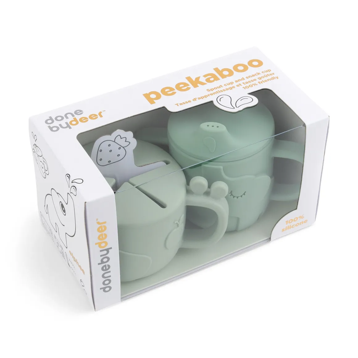 Peekaboo spout/snack cup set - Deer friends - Green