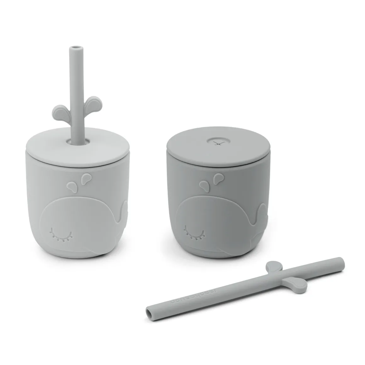 Peekaboo straw cup 2-pack - Wally - Grey