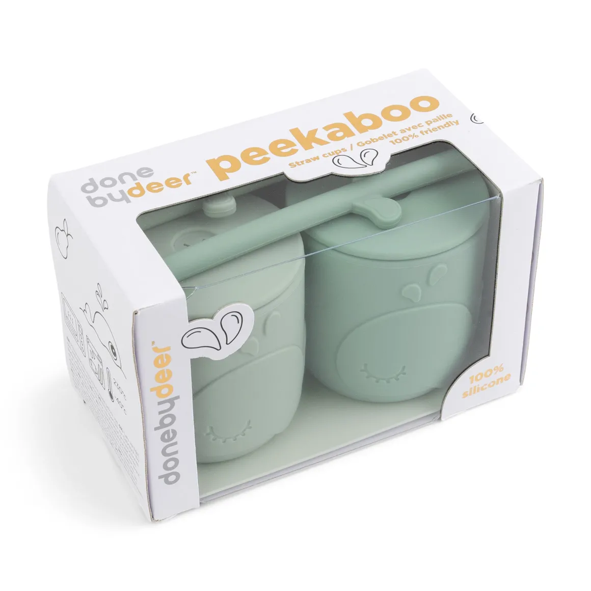 Peekaboo straw cup 2-pack - Wally - Green